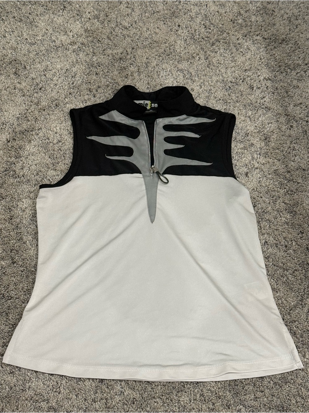 Jamie Sadock Women’s Sleeveless Half zip Golf top Size XS Black White Silver